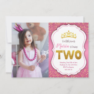 Gouden Confetti Princess 2e verjaardag Kaart