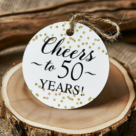 Gouden Confetti Proost op 50 Jaar Favoriet Tags Bedankjes Labels