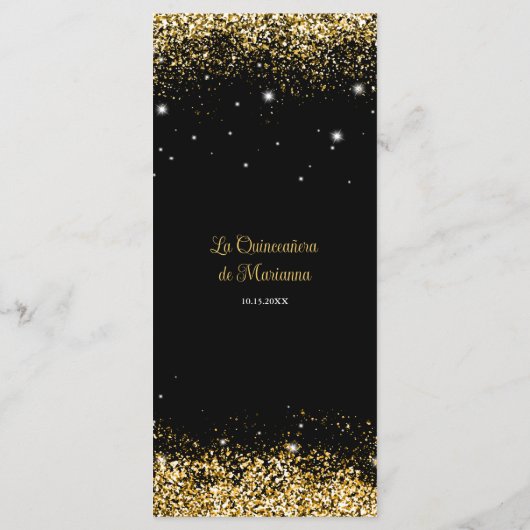 Gouden Confetti Quinceanera Tiara Menu (Achterkant)