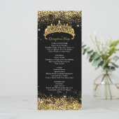 Gouden Confetti Quinceanera Tiara Menu (Staand voorkant)
