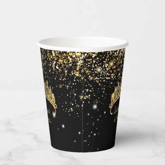 Gouden Confetti Quinceanera Tiara Papieren Bekers (Rechts)