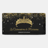 Gouden Confetti Quinceanera Tiara Spandoek (Horizontaal)