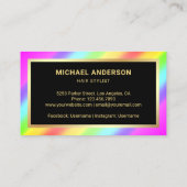 Gouden Confetti Rainbow Razor Blade Hair Stylist Visitekaartje (Achterkant)