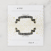 Gouden Confetti Retro Zwart Banner Bruiloft Plaatskaartje (Buitenkant ongevouwen)