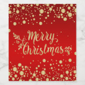 Gouden confetti rood Vrolijk Kerstfeest Wijn Etiket (Enkel label)