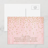  gouden confetti roze bewaar de datum aankondigingskaart (Voorkant / Achterkant)