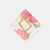 Gouden Confetti Roze  Bloemen Huwelijk Servet (Hoek)