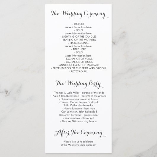 Gouden Confetti Roze Bloemen Stripes Trouwprogramm Programmakaart (Achterkant)