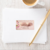 Gouden confetti, Roze gouden kwaststreek Roze Flam Etiket (Insitu)