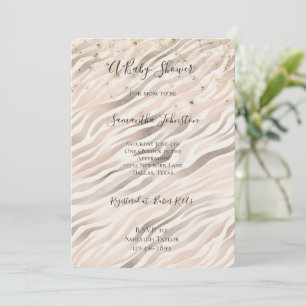 Gouden Confetti Roze Roze Zebra Baby Shower Kaart