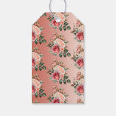 Gouden confetti roze rozen bloemige bruidsmeisjesf cadeaulabel (Achterkant)