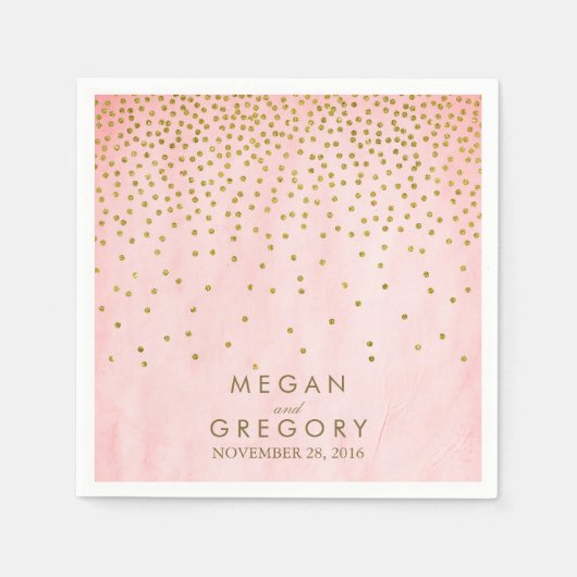 gouden Confetti roze Servet (Voorkant)