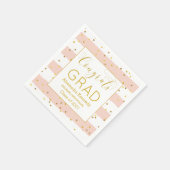 Gouden Confetti Roze Strepen Afstuderen Papier Ser Servet (Hoek)