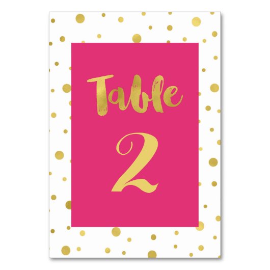 Gouden Confetti Roze Trouwtafel Aantal Kaarten (Achterkant)