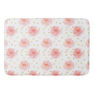 Gouden Confetti Roze Waterverf Rozen Badmat