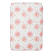Gouden Confetti Roze Waterverf Rozen Badmat (Voorkant Verticaal)