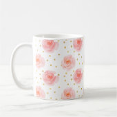 Gouden Confetti Roze Waterverf Rozen Koffiemok (Links)