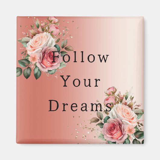 Gouden Confetti Rozen Bloemen Magneet (Voorkant)