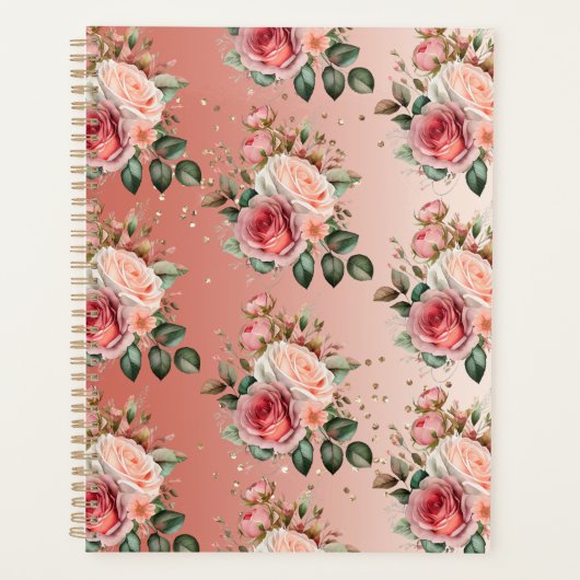 Gouden Confetti Rozen Bloemen Planner (Voorkant)