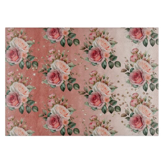 Gouden Confetti Rozen Bloemen Snijplank (Voorkant)