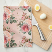 Gouden Confetti Rozen Bloemen Theedoek (Quarter Fold)