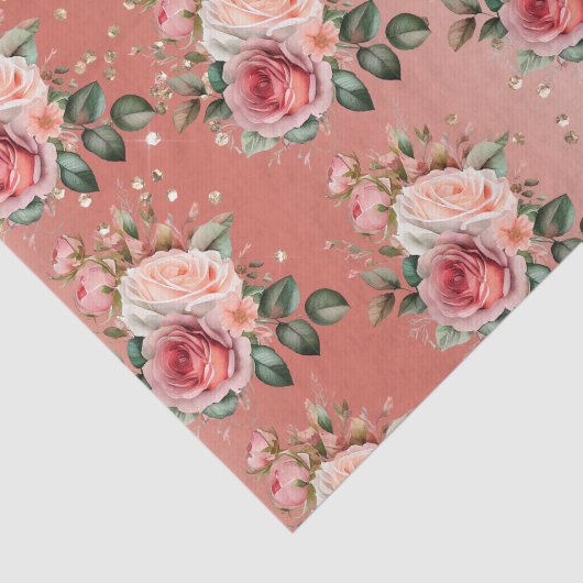 Gouden Confetti Rozen Bloemen Tissuepapier (Detail)