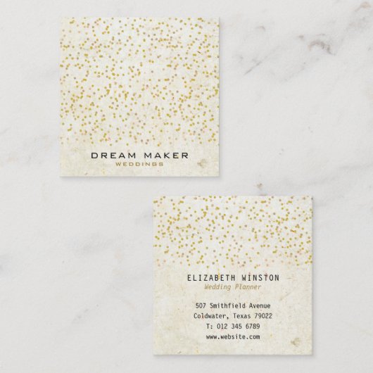 Gouden Confetti rustieke Boho Vierkante Visitekaartje (Voorkant / Achterkant)