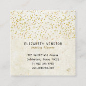 Gouden Confetti rustieke Boho Vierkante Visitekaartje (Achterkant)
