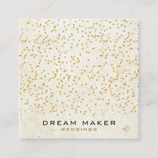 Gouden Confetti rustieke Boho Vierkante Visitekaartje (Voorkant)