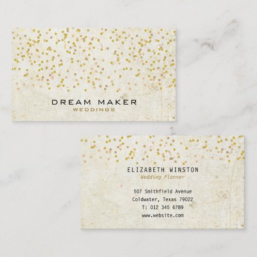 Gouden Confetti Rustieke Boho Visitekaartje (Voorkant / Achterkant)