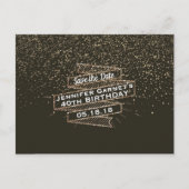 Gouden Confetti Save the Date Elegant Verjaardagsf Aankondigingskaart (Voorkant)