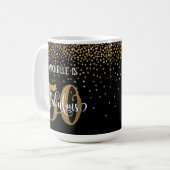 Gouden Confetti Script 50 & Fabulous over Zwart Koffiemok (Voorkant links)