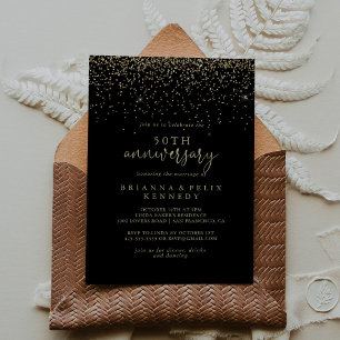 Gouden Confetti Script 50ste Huwelijksverjaardag   Kaart