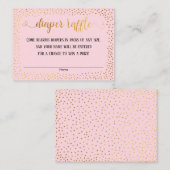 Gouden Confetti & Script op Roze Luier Raffle Kaar Informatiekaartje (Voorkant / Achterkant)
