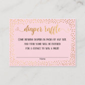 Gouden Confetti & Script op Roze Luier Raffle Kaar Informatiekaartje (Voorkant)