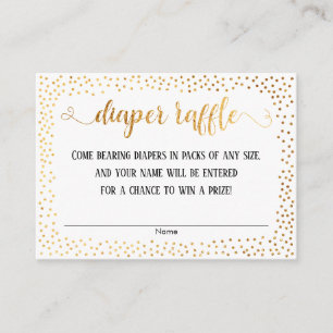 Gouden Confetti, Script op Witte Luier Raffle Kaar Informatiekaartje
