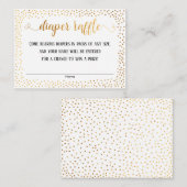 Gouden Confetti, Script op Witte Luier Raffle Kaar Informatiekaartje (Voorkant / Achterkant)