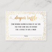 Gouden Confetti, Script op Witte Luier Raffle Kaar Informatiekaartje (Voorkant)