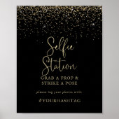 Gouden Confetti Script Selfie Station Bord Poster (Voorkant)