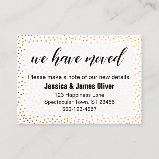 Gouden Confetti & Script We hebben Handout Kaart v Visitekaartje (Voorkant)