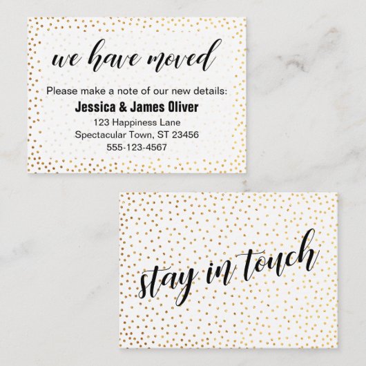 Gouden Confetti & Script We hebben Handout Kaart v Visitekaartje (Voorkant / Achterkant)