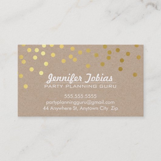 GOUDEN CONFETTI SPOT patroon modern vet wit kraft Visitekaartje (Voorkant)