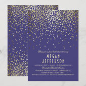 Gouden Confetti - Starry Lights Navy Vrijgezellenf Kaart (Voorkant / Achterkant)