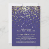 Gouden Confetti - Starry Lights Navy Wedding Kaart (Voorkant)