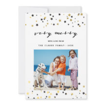 Gouden Confetti Sterren | Vakantie Fotokaart