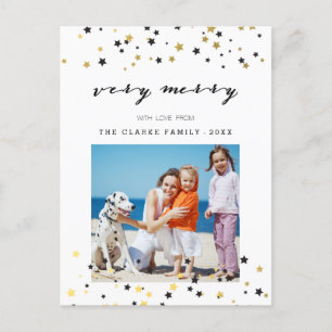 Gouden Confetti sterren Vakantiefoto Briefkaart