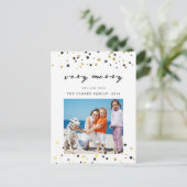 Gouden Confetti sterren | Vakantiefoto Briefkaart (Staand voorkant)