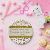 Gouden Confetti Stippen 50e bruiloft Jubileum Papieren Bordje (Feest)