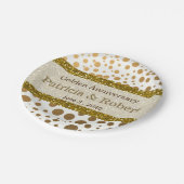 Gouden Confetti Stippen 50e bruiloft Jubileum Papieren Bordje (Gekanteld)