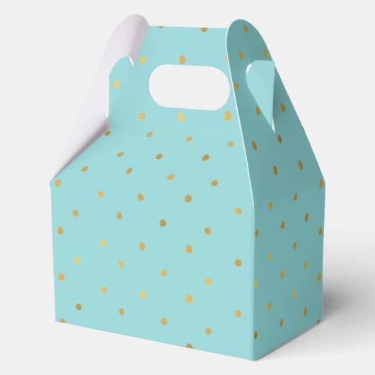 Gouden Confetti Stippen Aqua Mint Bedankdoosjes (Voorkant)